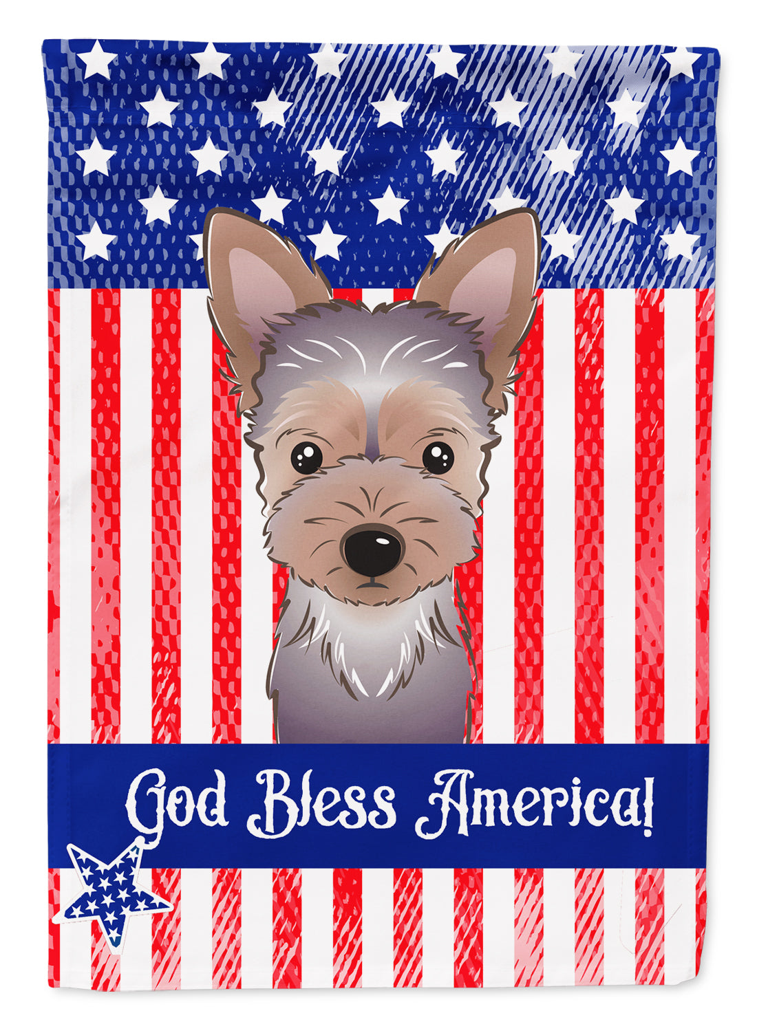 God Bless American Flag with Yorkie Puppy Flag Garden Size BB2162GF.