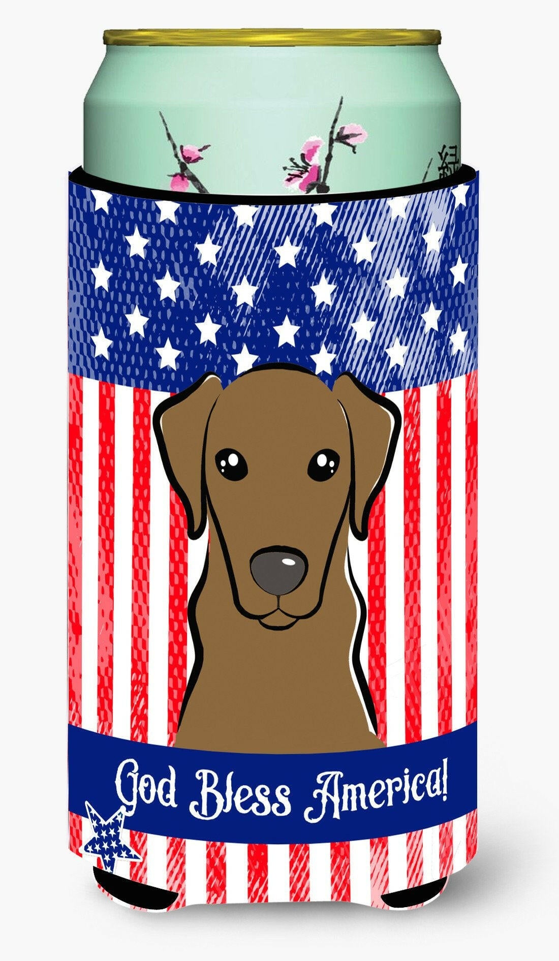 God Bless American Flag with Wirehaired Dachshund Tall Boy Beverage Insulator Hugger BB2163TBC by Caroline&#39;s Treasures
