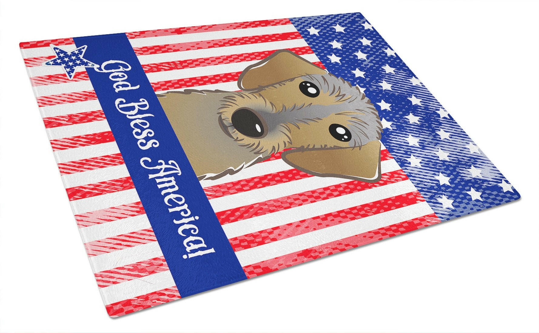 God Bless American Flag with Chocolate Labrador Glass Cutting Board Large BB2164LCB by Caroline's Treasures