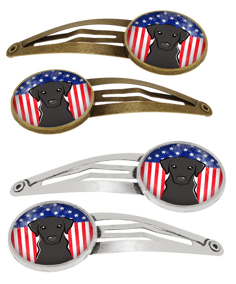 American Flag and Black Labrador Set of 4 Barrettes Hair Clips BB2165HCS4 by Caroline&#39;s Treasures