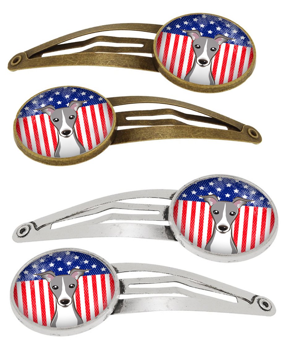 American Flag and Italian Greyhound Set of 4 Barrettes Hair Clips BB2166HCS4 by Caroline's Treasures