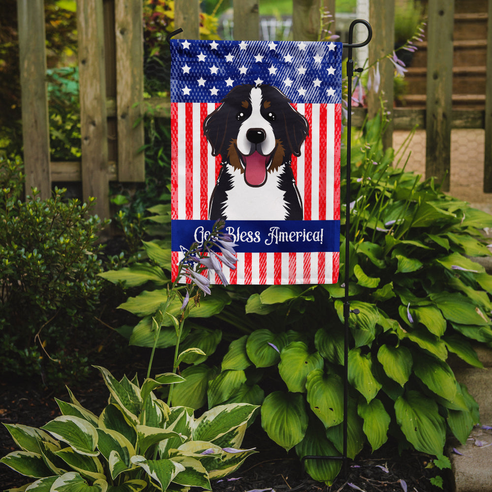 God Bless American Flag with Bernese Mountain Dog Flag Garden Size BB2167GF.