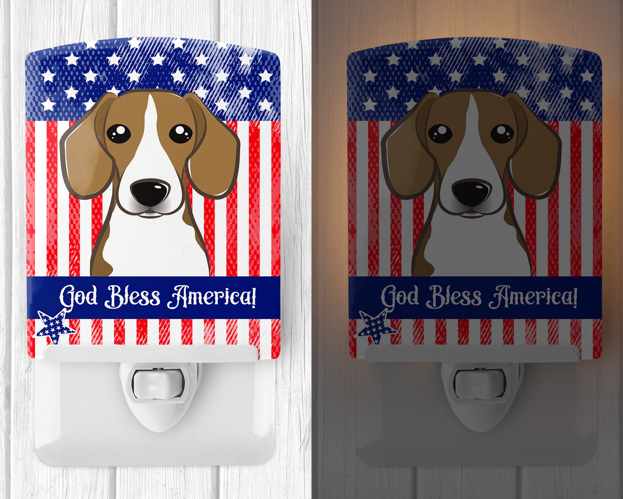 American Flag and Beagle Ceramic Night Light BB2169CNL - the-store.com