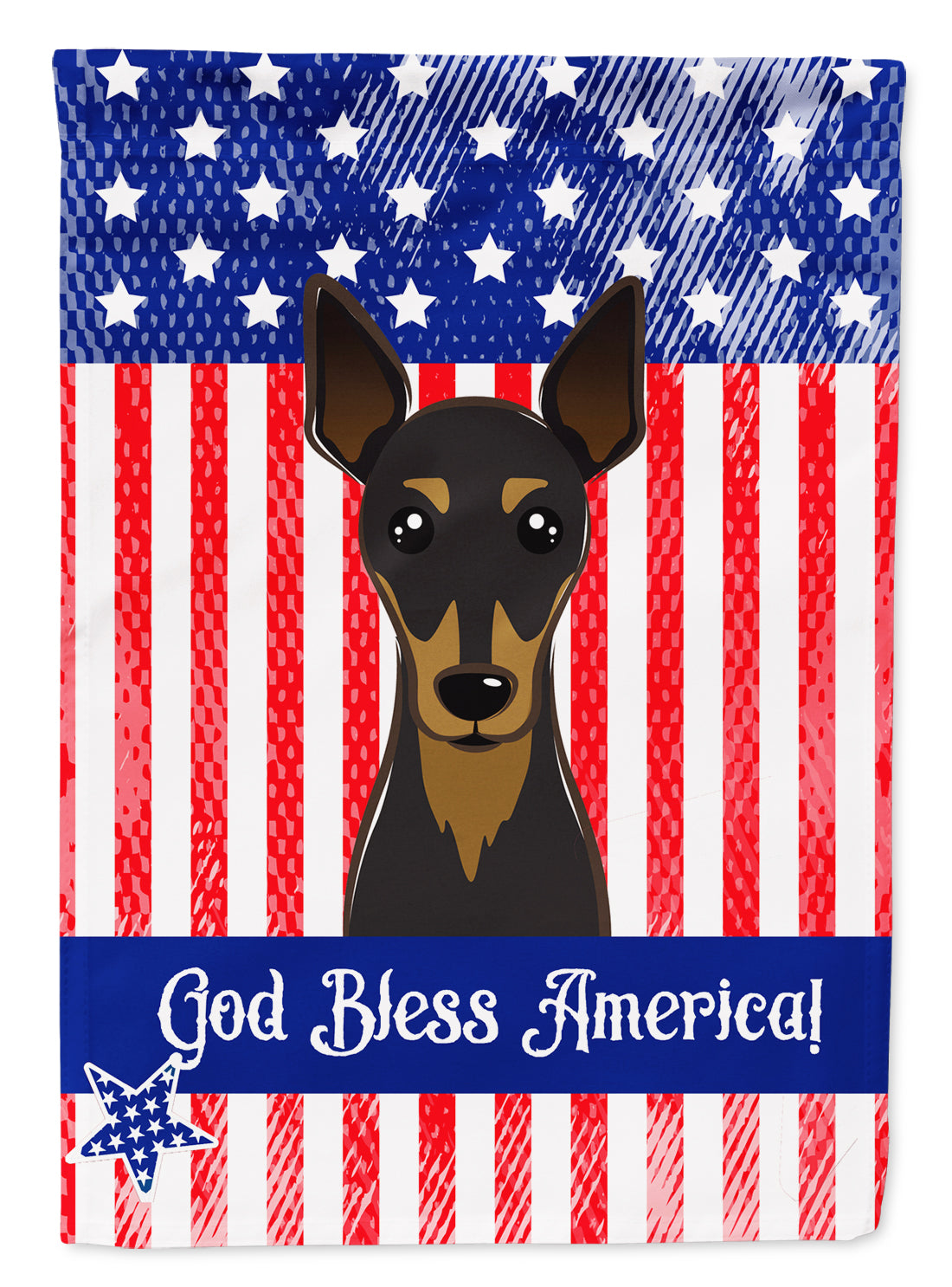 God Bless American Flag with Min Pin Flag Garden Size BB2170GF.