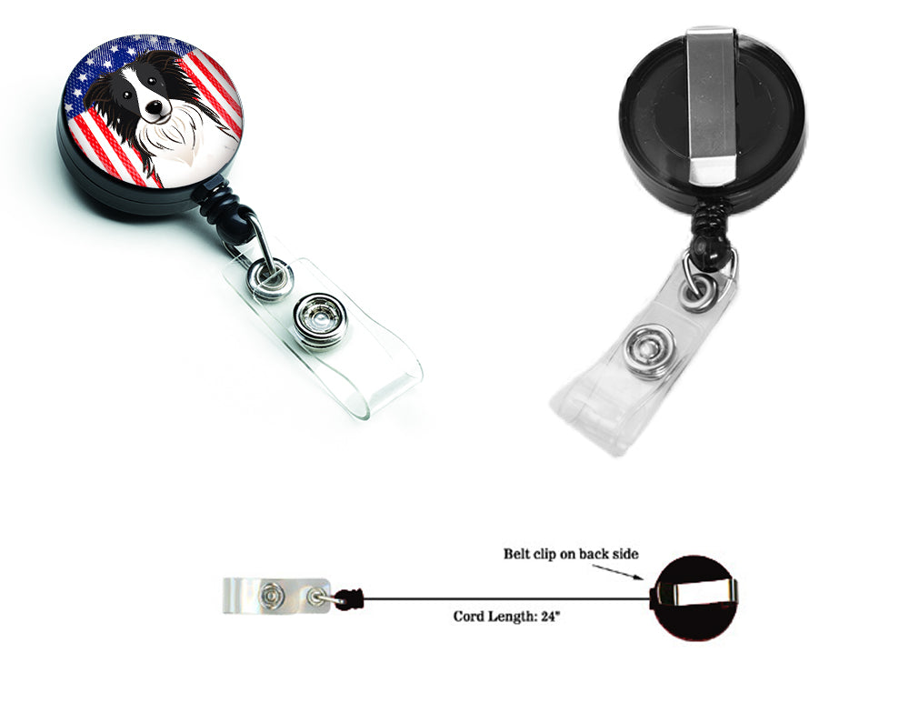 American Flag and Border Collie Retractable Badge Reel BB2171BR.
