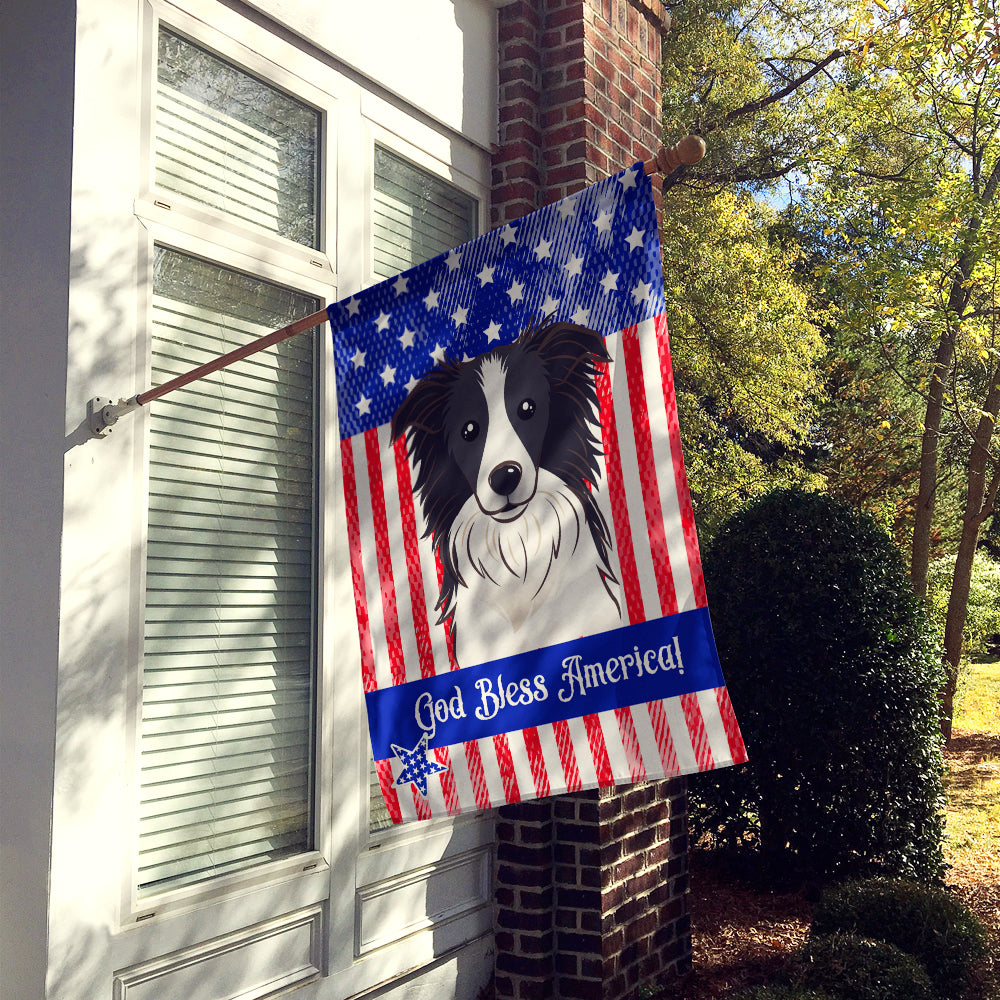 God Bless American Flag with Border Collie Flag Canvas House Size BB2171CHF  the-store.com.