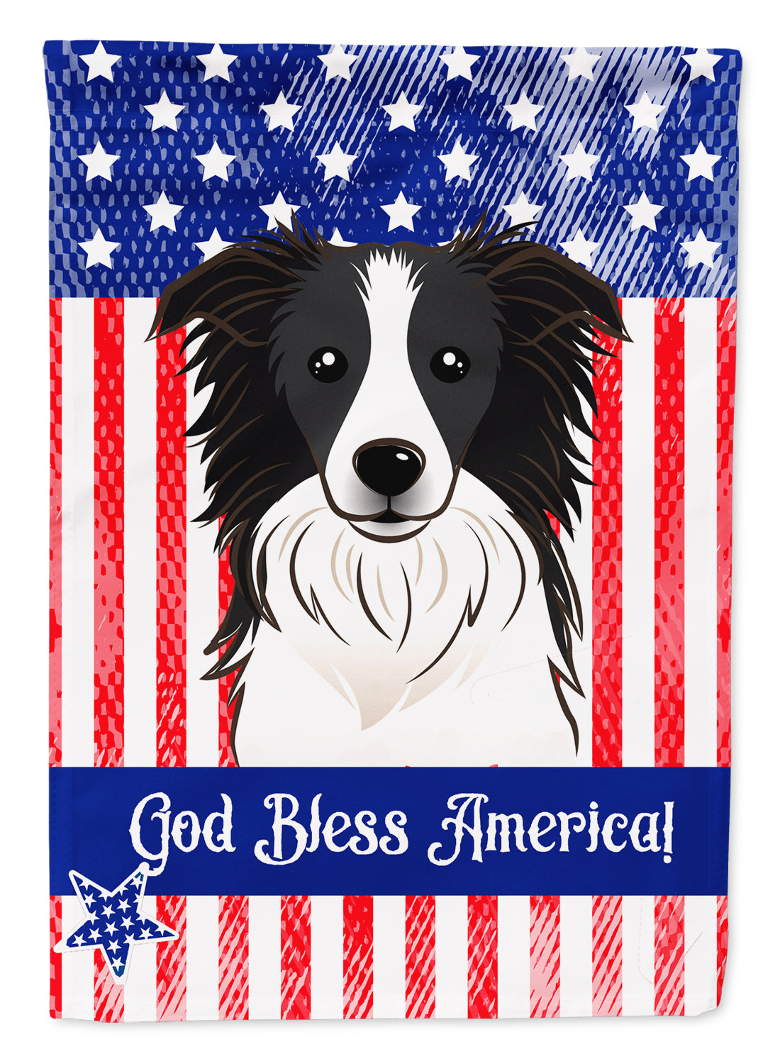 God Bless American Flag with Border Collie Flag Garden Size BB2171GF.