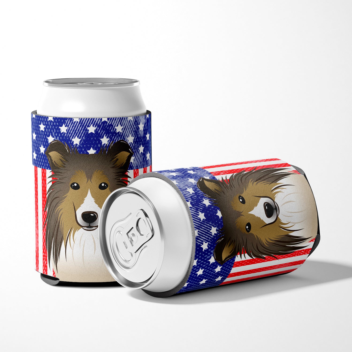 American Flag and Sheltie Can or Bottle Hugger BB2172CC.