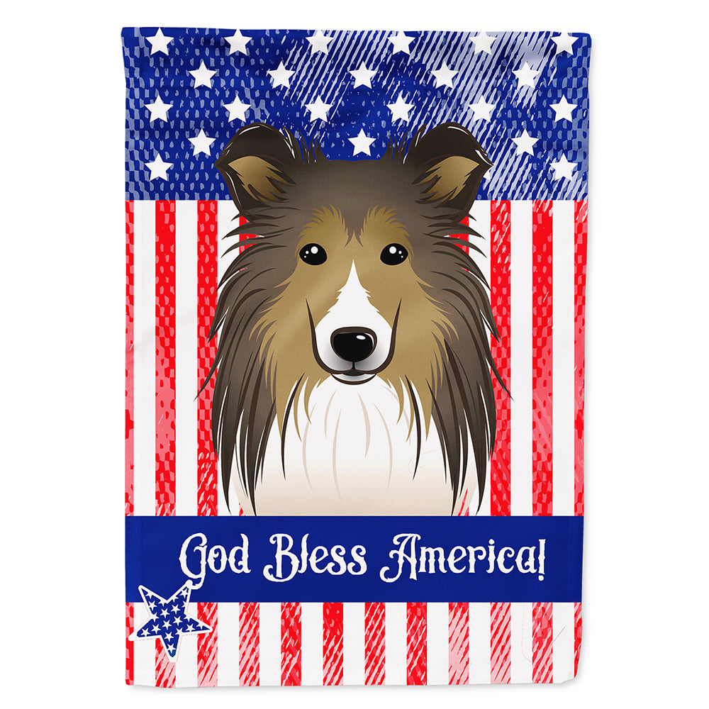 God Bless American Flag with Sheltie Flag Canvas House Size  the-store.com.