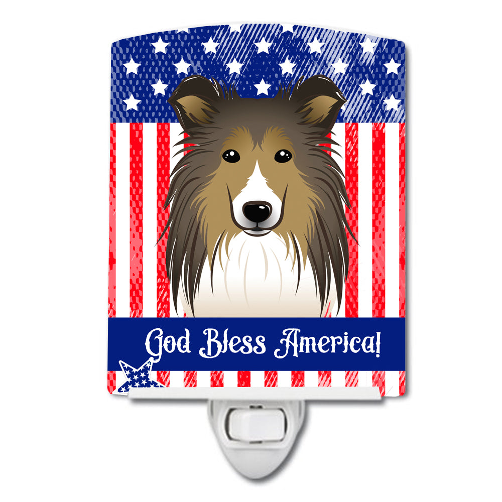 American Flag and Sheltie Ceramic Night Light BB2172CNL - the-store.com