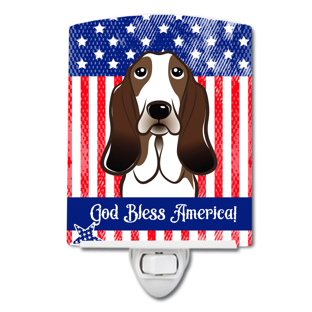 American Flag and Basset Hound Ceramic Night Light BB2173CNL - the-store.com