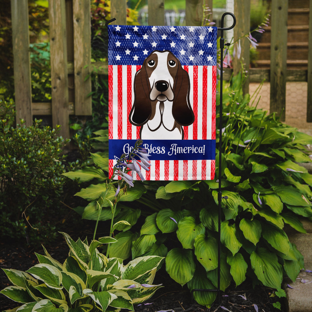 God Bless American Flag with Basset Hound Flag Garden Size BB2173GF.