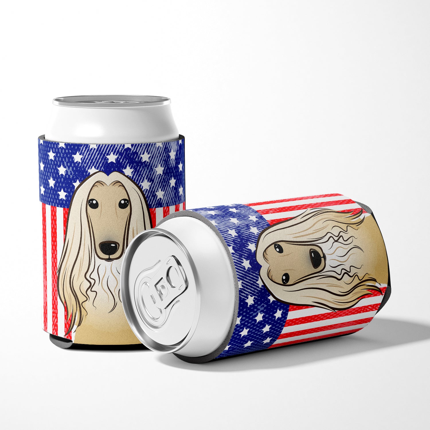 American Flag and Afghan Hound Can or Bottle Hugger BB2174CC.