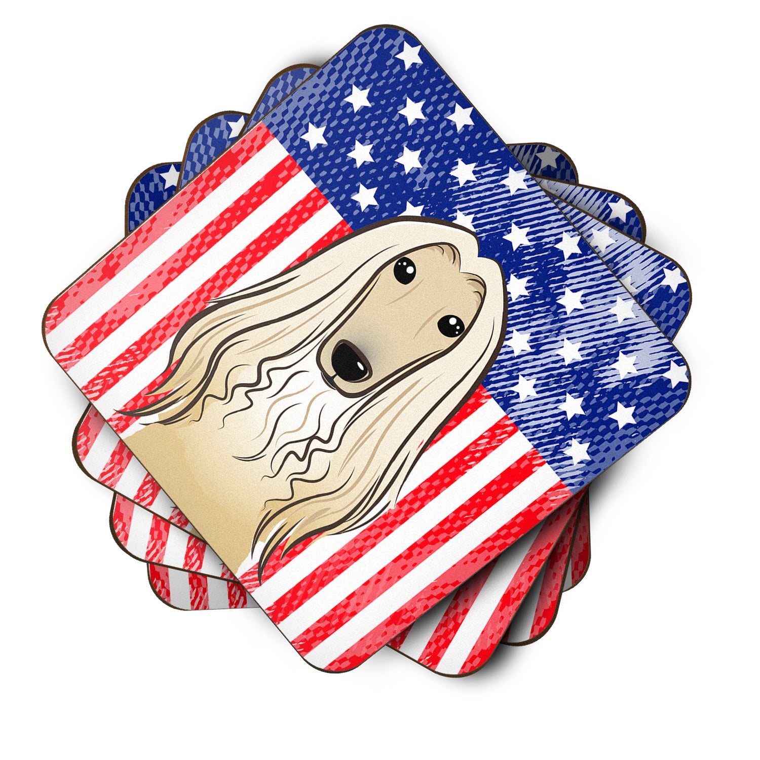 American Flag and Afghan Hound Foam Coaster Set of 4 - the-store.com