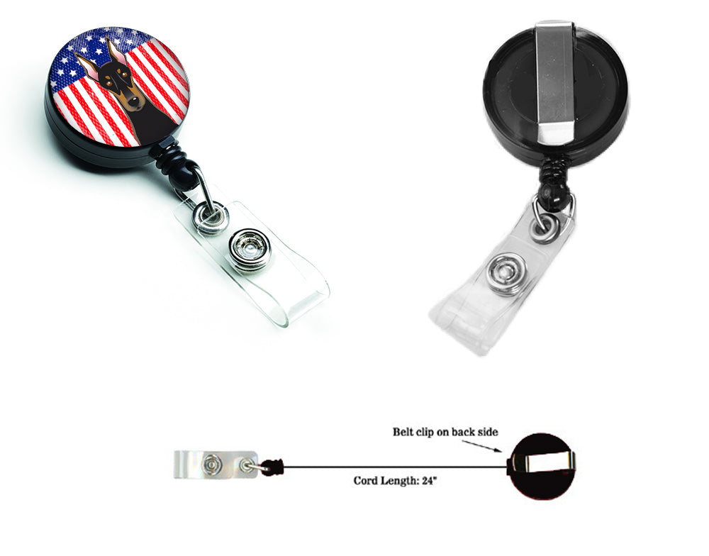 American Flag and Doberman Retractable Badge Reel BB2175BR.