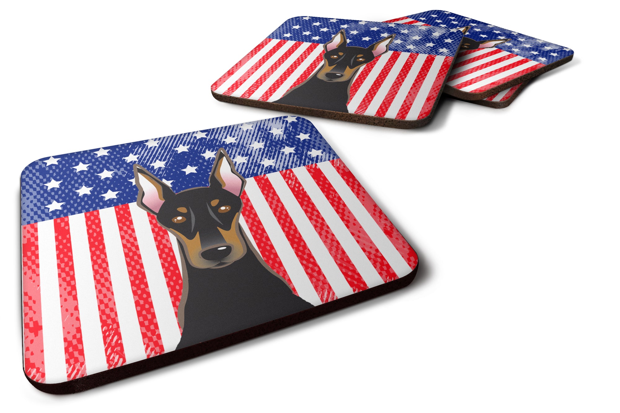 American Flag and Doberman Foam Coaster Set of 4 - the-store.com