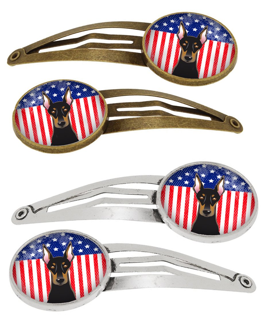 American Flag and Doberman Set of 4 Barrettes Hair Clips BB2175HCS4 by Caroline's Treasures