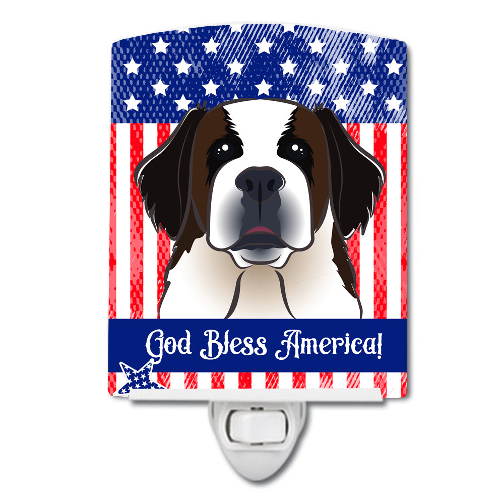 American Flag and Saint Bernard Ceramic Night Light BB2176CNL - the-store.com