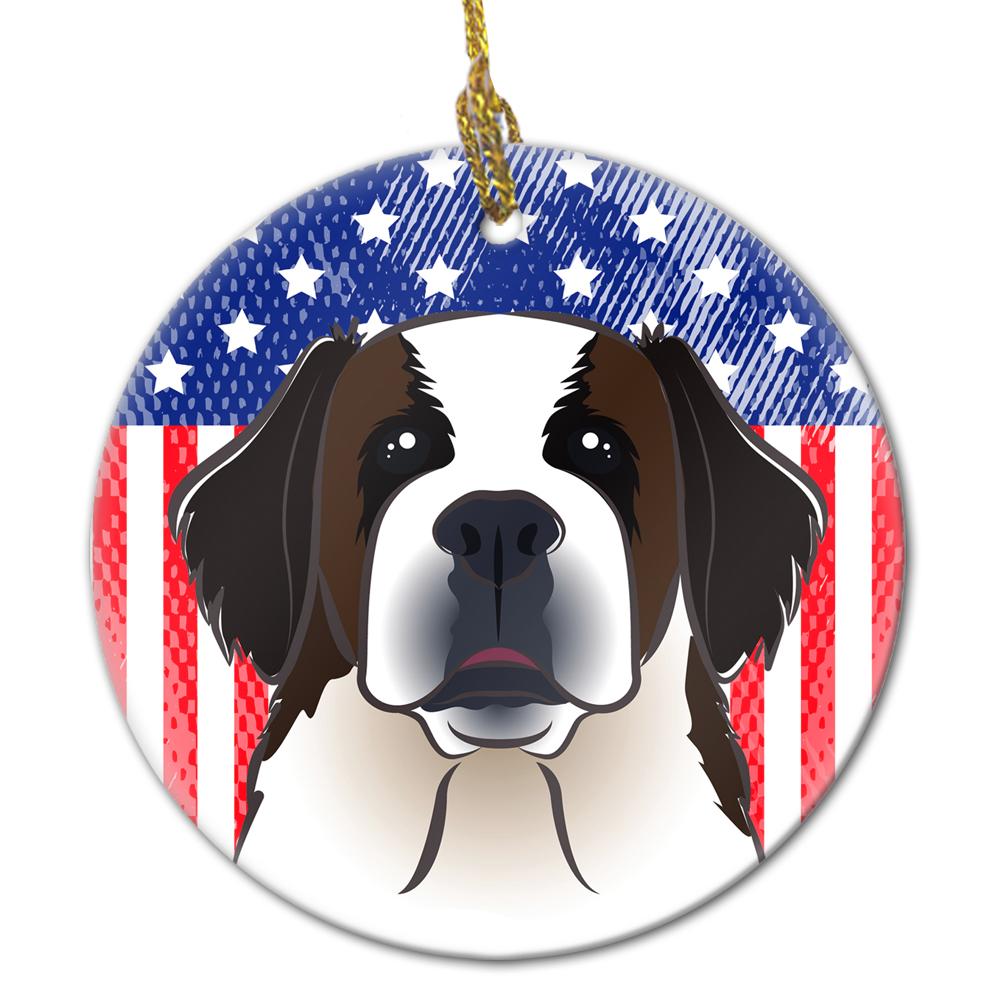 American Flag and Saint Bernard Ceramic Ornament BB2176CO1 by Caroline's Treasures