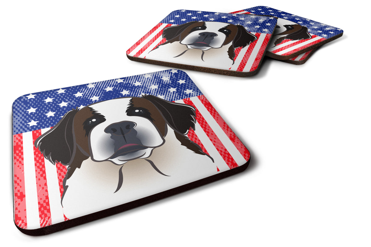 American Flag and Saint Bernard Foam Coaster Set of 4 - the-store.com