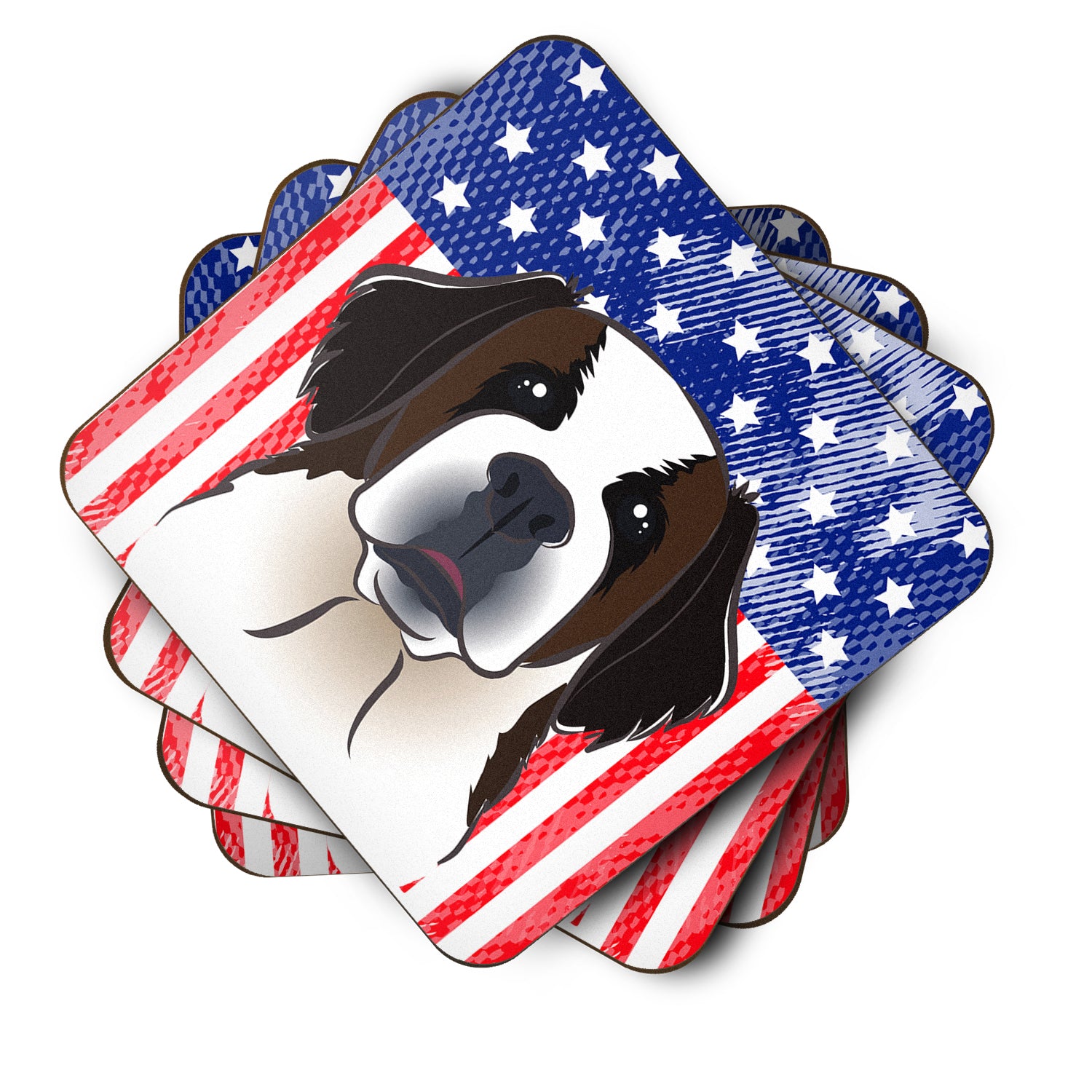 American Flag and Saint Bernard Foam Coaster Set of 4 - the-store.com