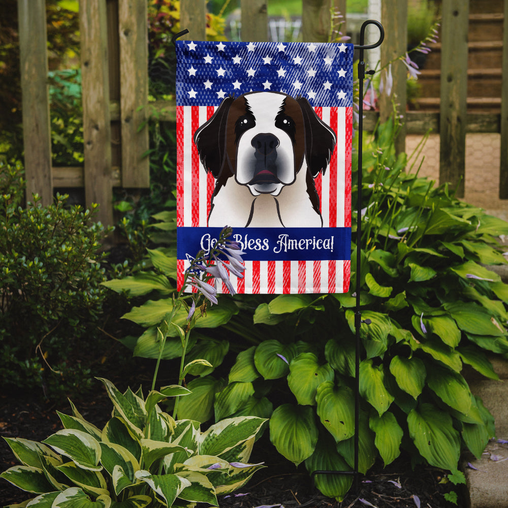 God Bless American Flag with Saint Bernard Flag Garden Size BB2176GF.