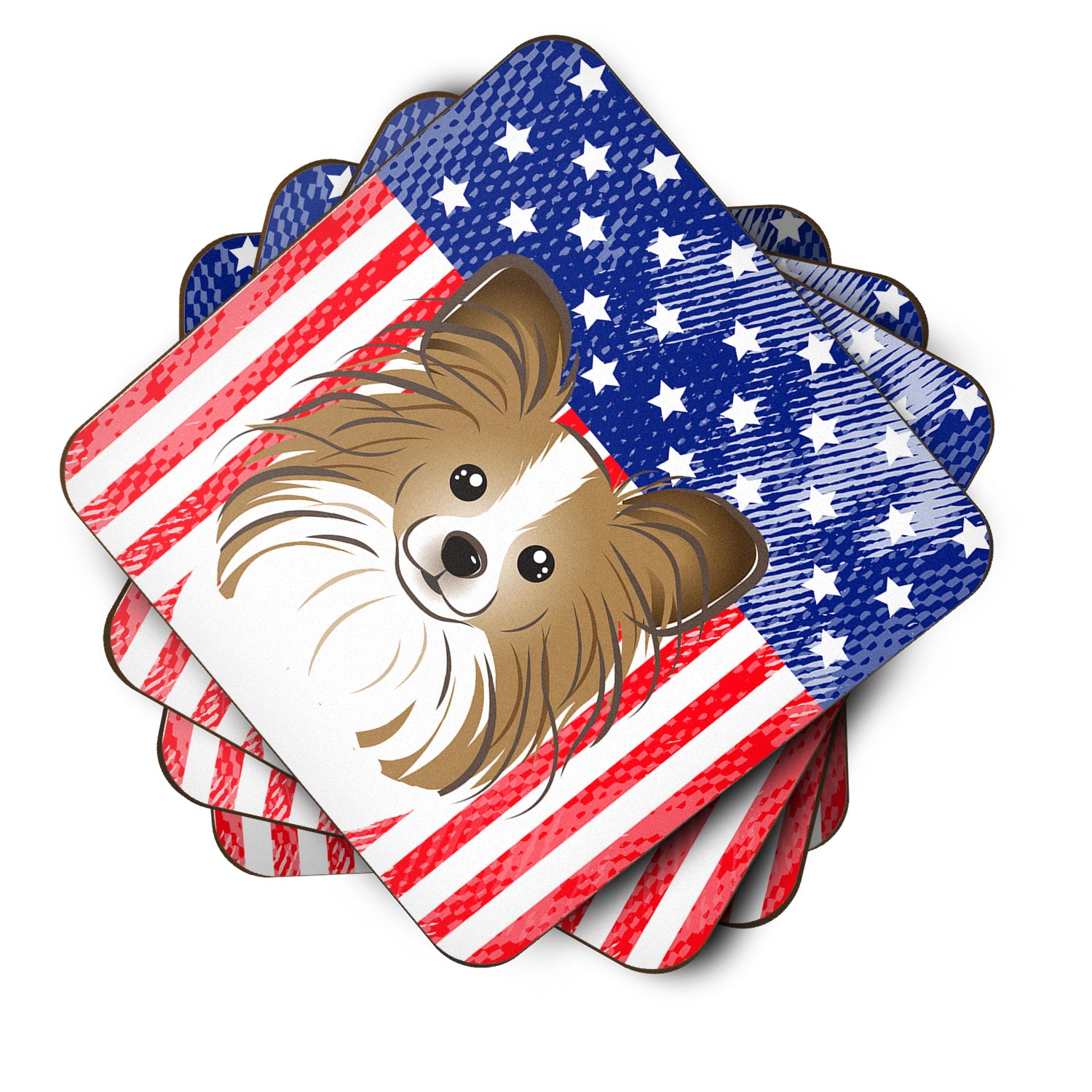 American Flag and Papillon Foam Coaster Set of 4 - the-store.com