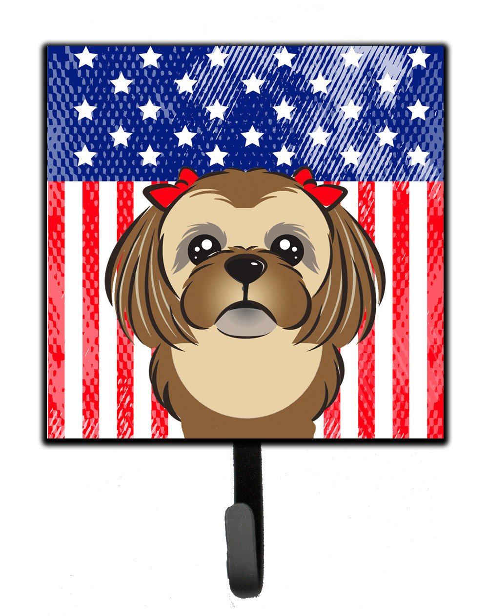 American Flag and Chocolate Brown Shih Tzu Leash or Key Holder BB2179SH4 by Caroline&#39;s Treasures