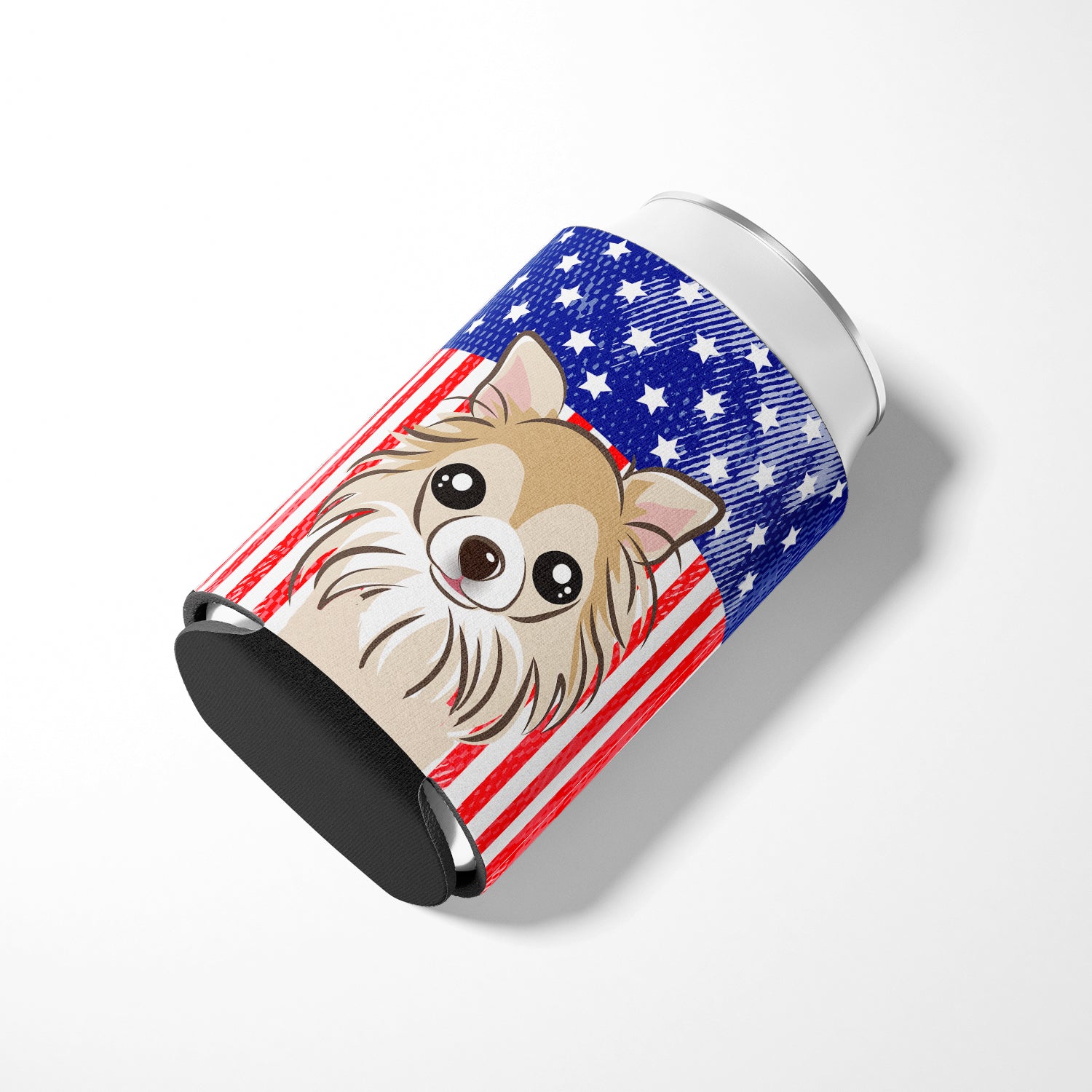 American Flag and Chihuahua Can or Bottle Hugger BB2181CC.
