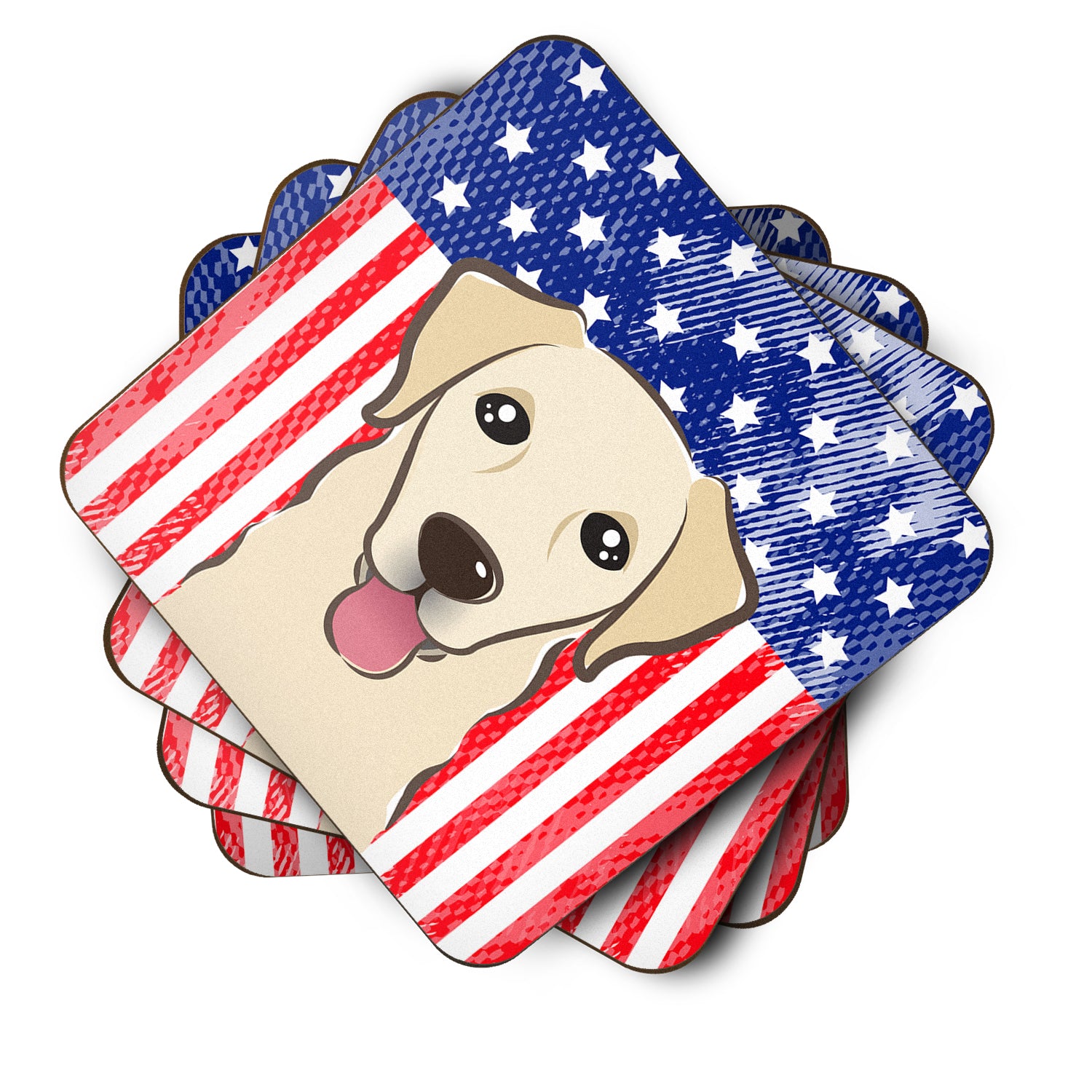 American Flag and Golden Retriever Foam Coaster Set of 4 - the-store.com