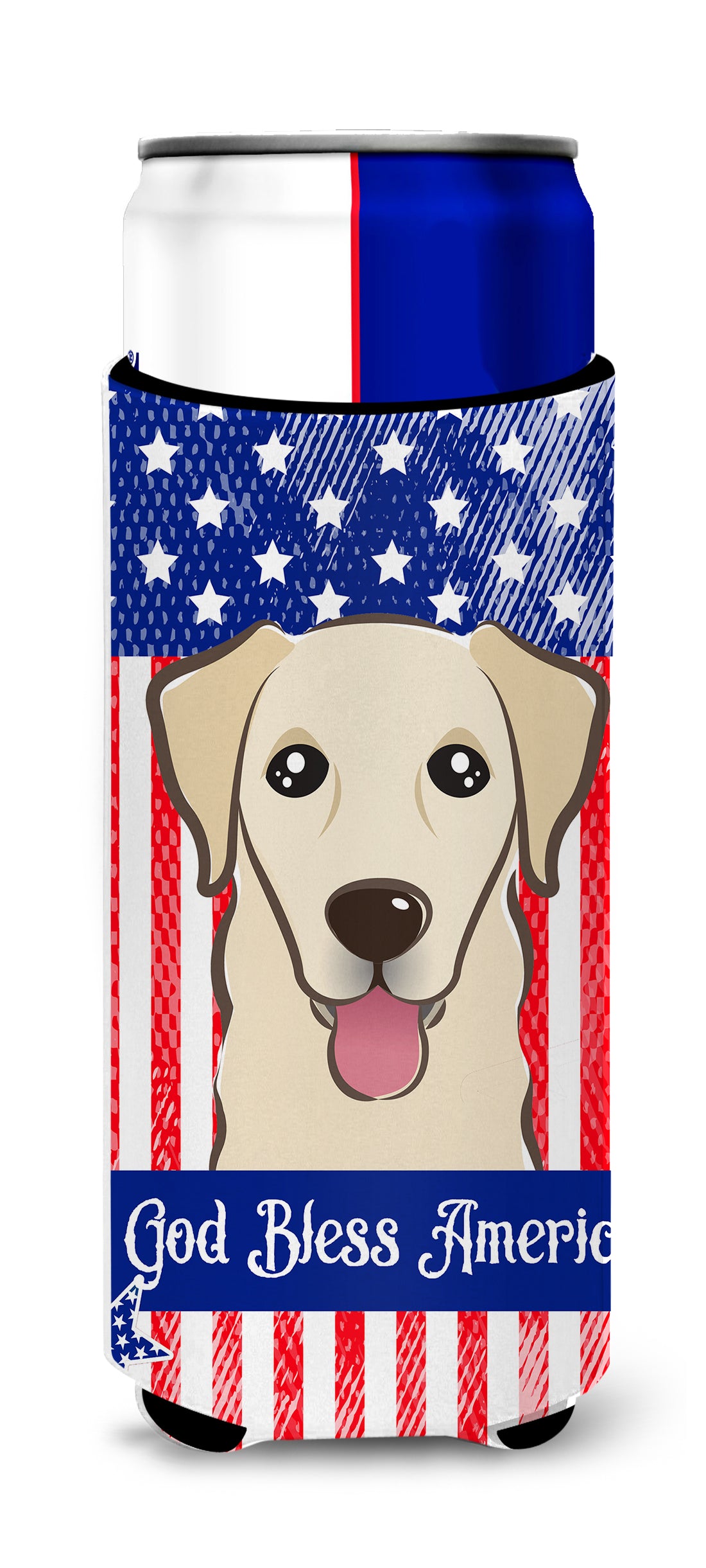 God Bless American Flag with Golden Retriever  Ultra Beverage Insulator for slim cans BB2182MUK  the-store.com.