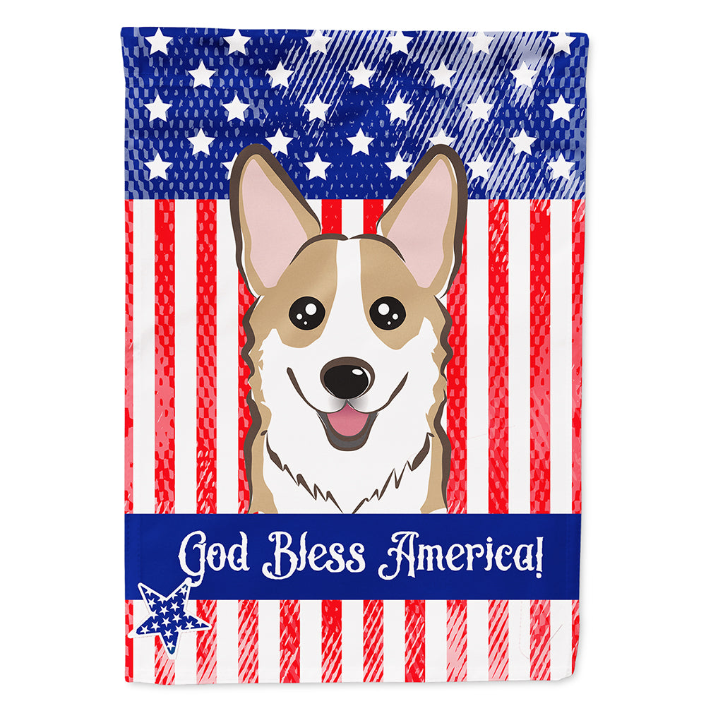 God Bless American Flag with Sable Corgi Flag Canvas House Size BB2183CHF  the-store.com.