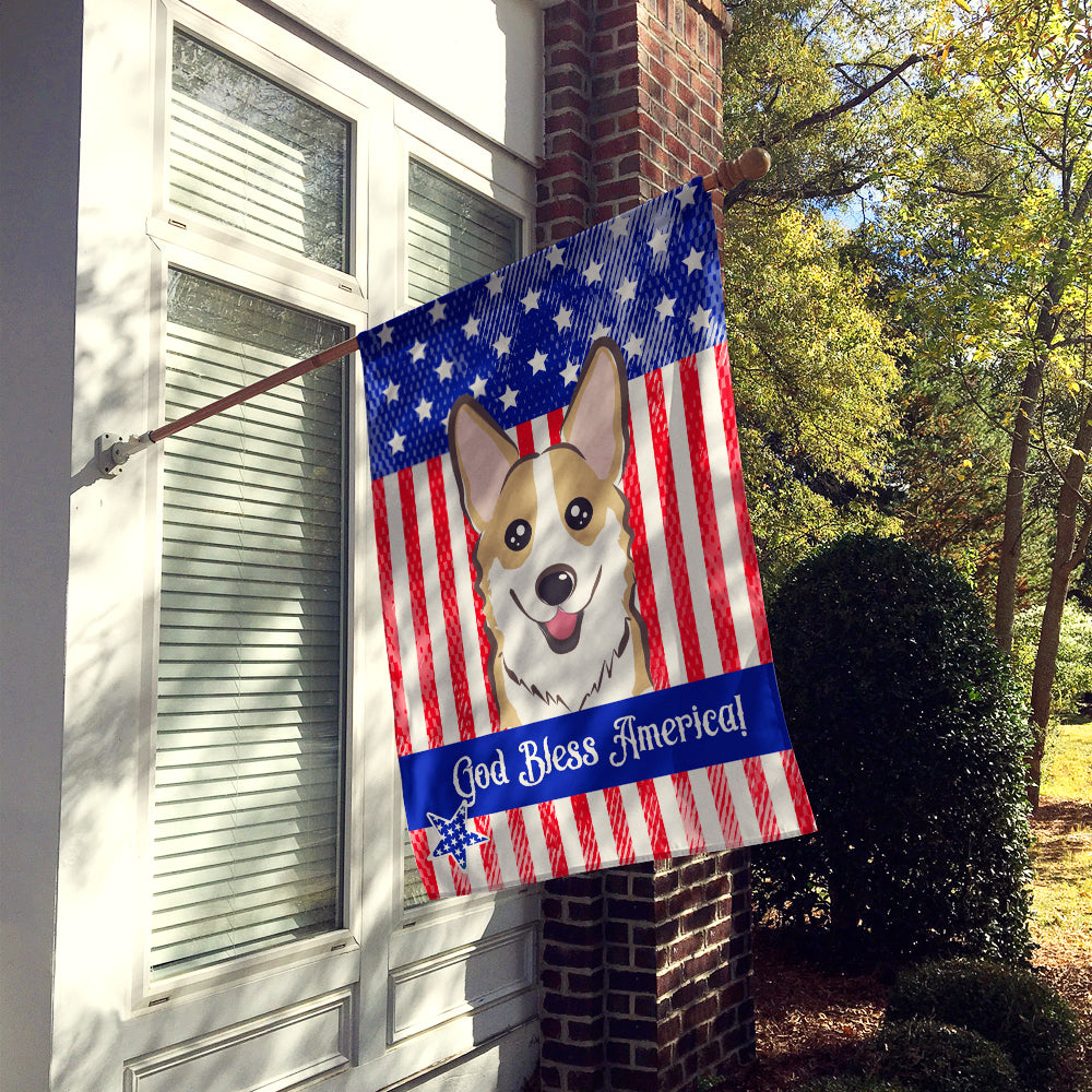 God Bless American Flag with Sable Corgi Flag Canvas House Size BB2183CHF  the-store.com.