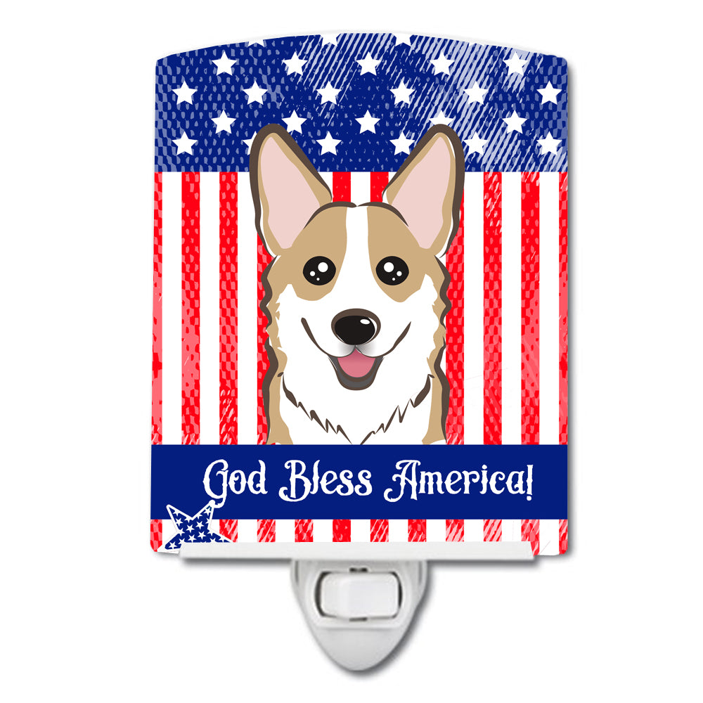 American Flag and Sable Corgi Ceramic Night Light BB2183CNL - the-store.com