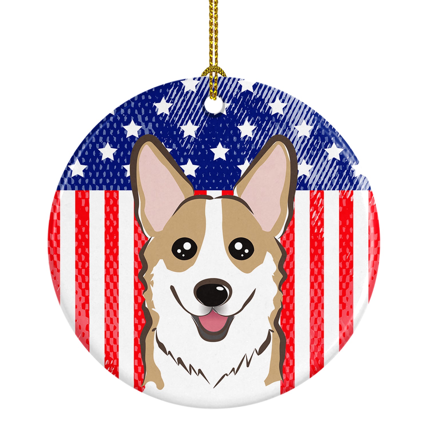 American Flag and Sable Corgi Ceramic Ornament BB2183CO1 - the-store.com