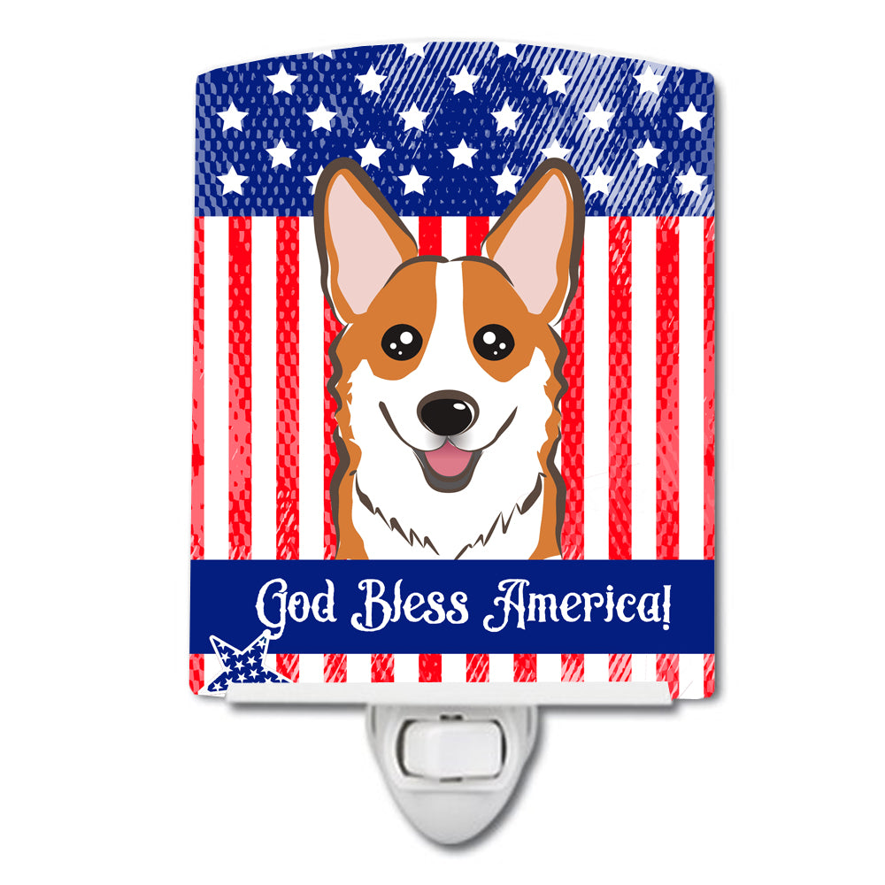 American Flag and Red Corgi Ceramic Night Light BB2184CNL - the-store.com