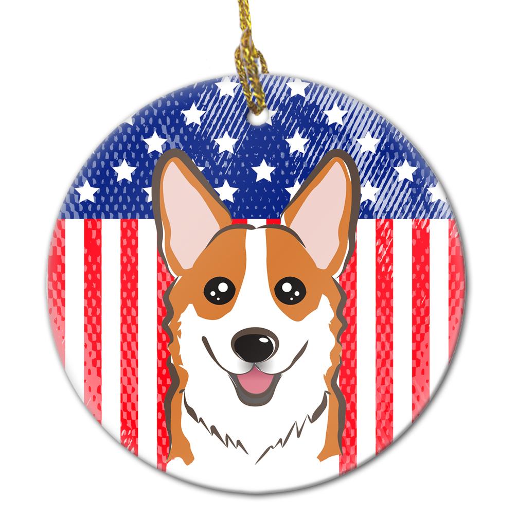 American Flag and Red Corgi Ceramic Ornament BB2184CO1 by Caroline's Treasures