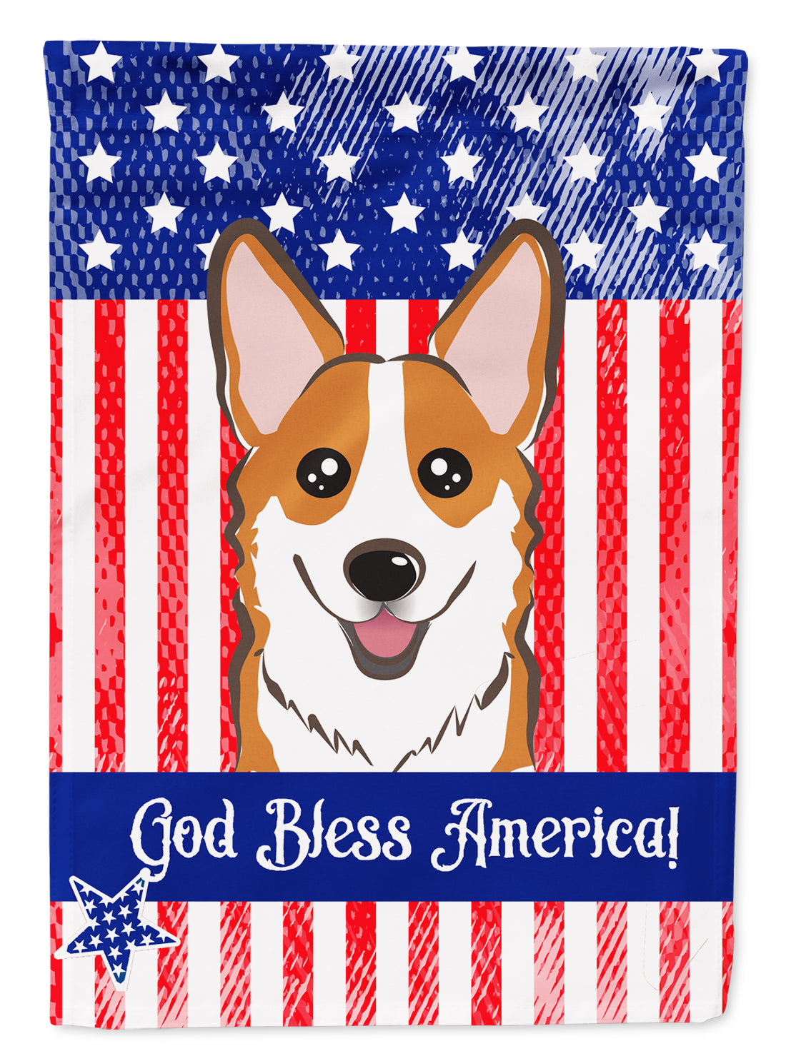 God Bless American Flag with Red Corgi Flag Garden Size BB2184GF.