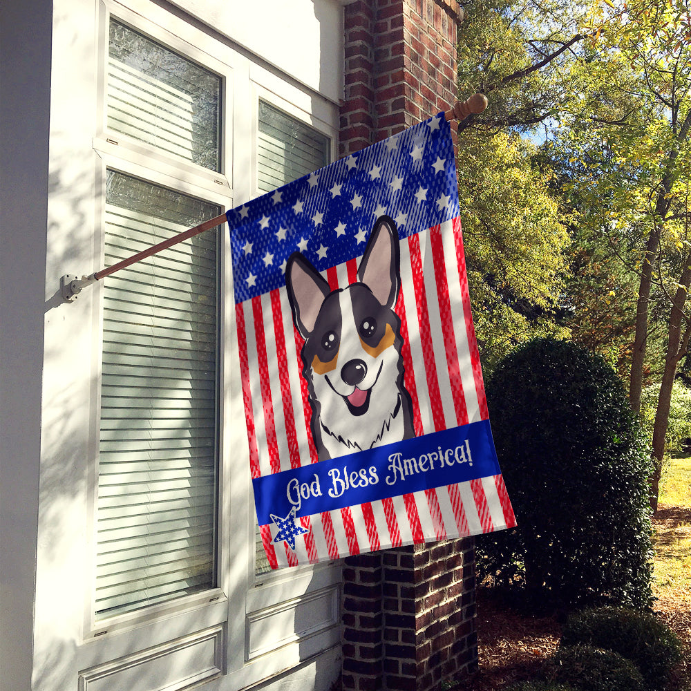 God Bless American Flag with Tricolor Corgi Flag Canvas House Size BB2185CHF  the-store.com.