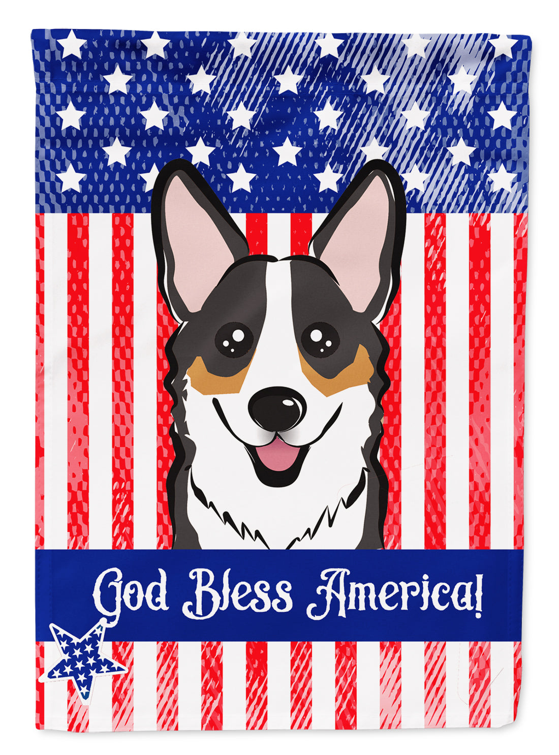 God Bless American Flag with Tricolor Corgi Flag Canvas House Size BB2185CHF  the-store.com.