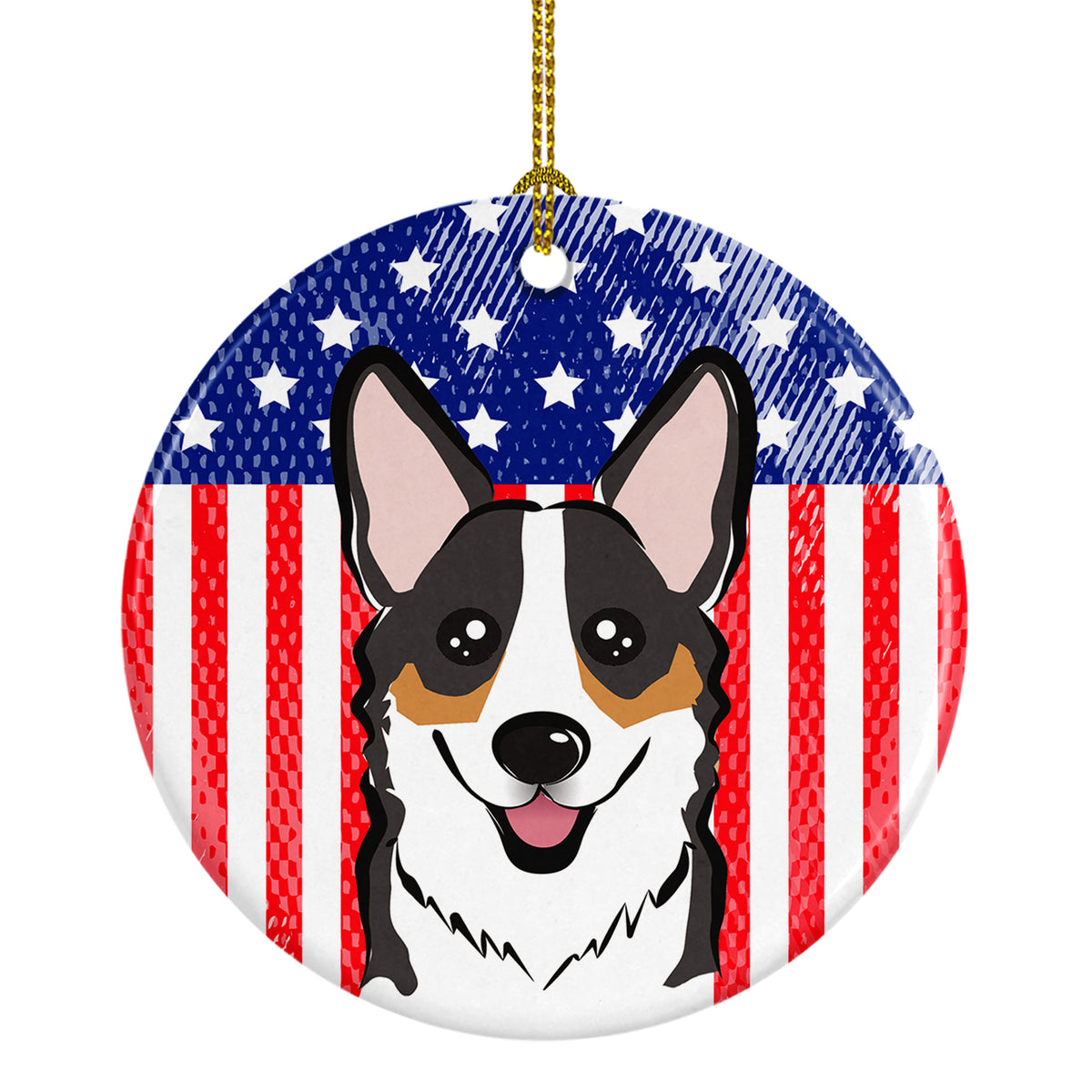 American Flag and Tricolor Corgi Ceramic Ornament BB2185CO1 - the-store.com