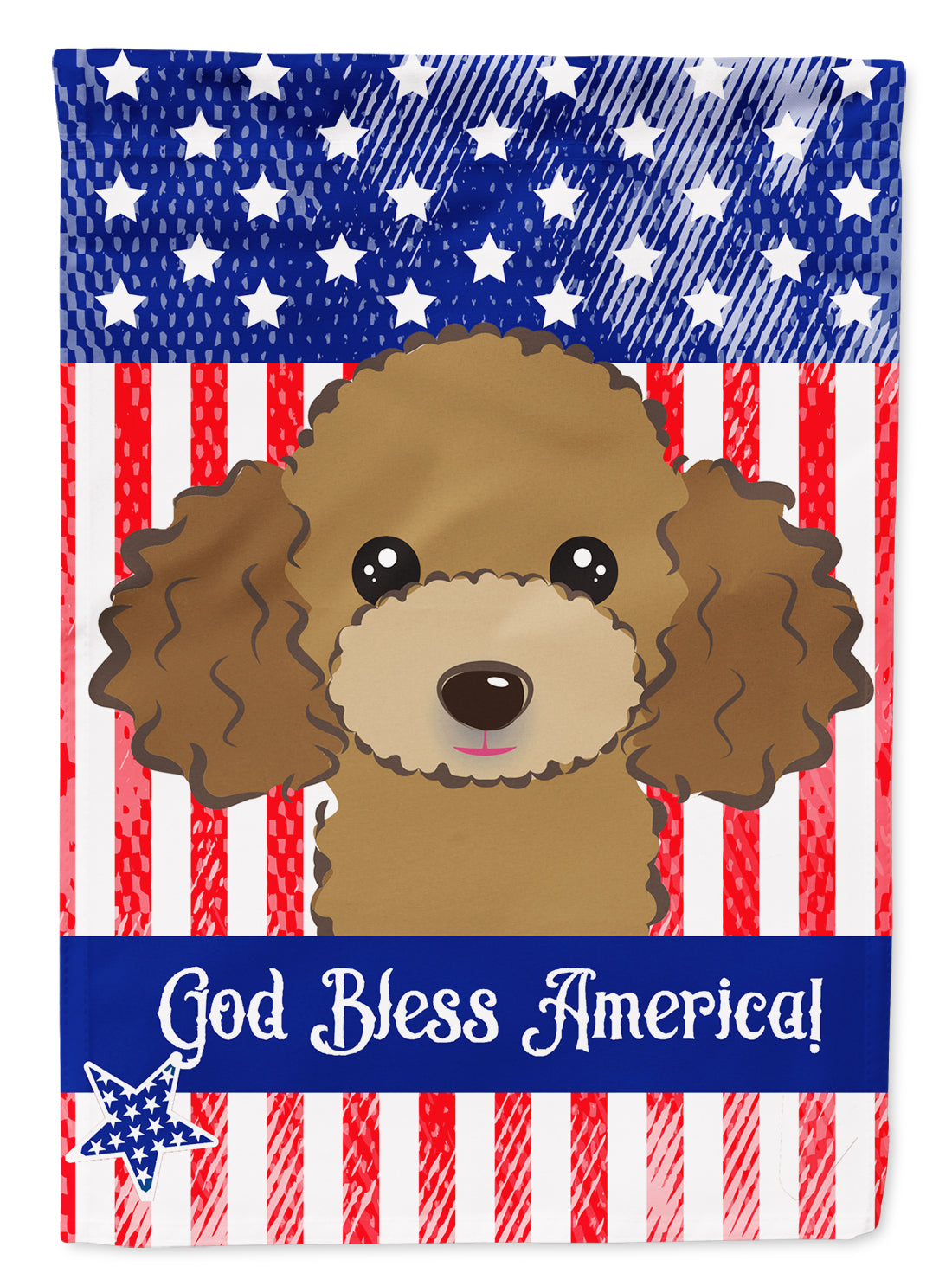 God Bless American Flag with Chocolate Brown Poodle Flag Garden Size BB2186GF.