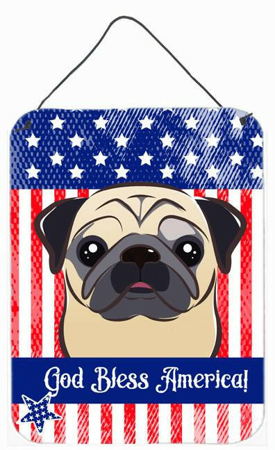 God Bless American Flag with Fawn Pug Wall or Door Hanging Prints BB2192DS1216 by Caroline&#39;s Treasures