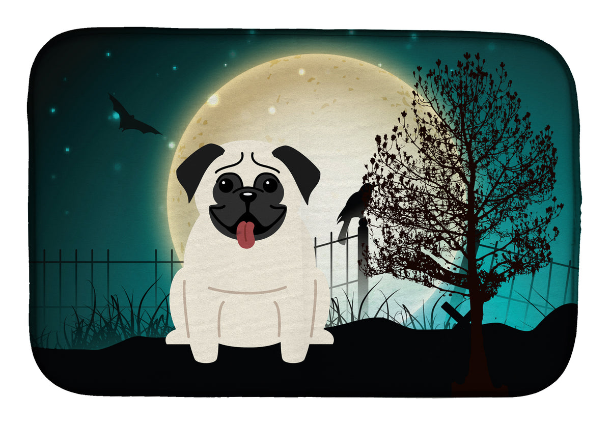 Halloween Scary Pug Cream Dish Drying Mat BB2194DDM  the-store.com.