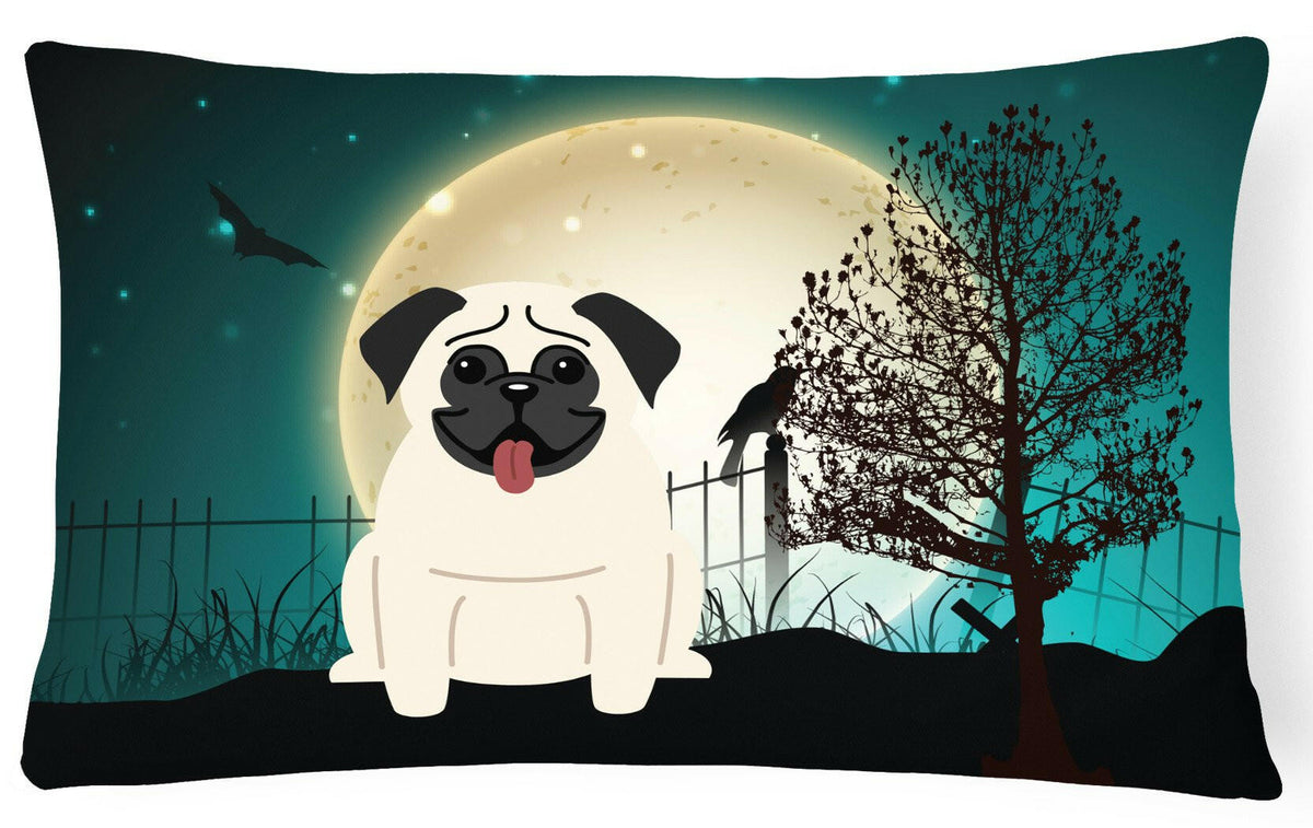 Halloween Scary Pug Cream Canvas Fabric Decorative Pillow BB2194PW1216 by Caroline&#39;s Treasures