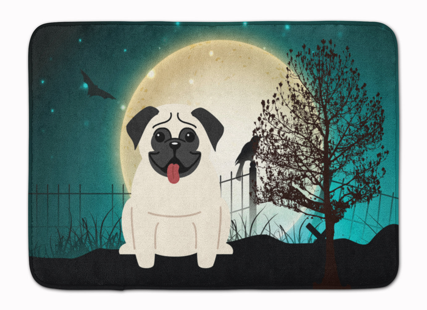 Halloween Scary Pug Cream Machine Washable Memory Foam Mat BB2194RUG - the-store.com