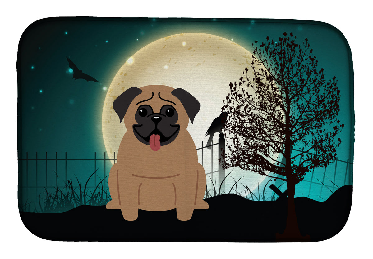 Halloween Scary Pug Brown Dish Drying Mat BB2195DDM  the-store.com.