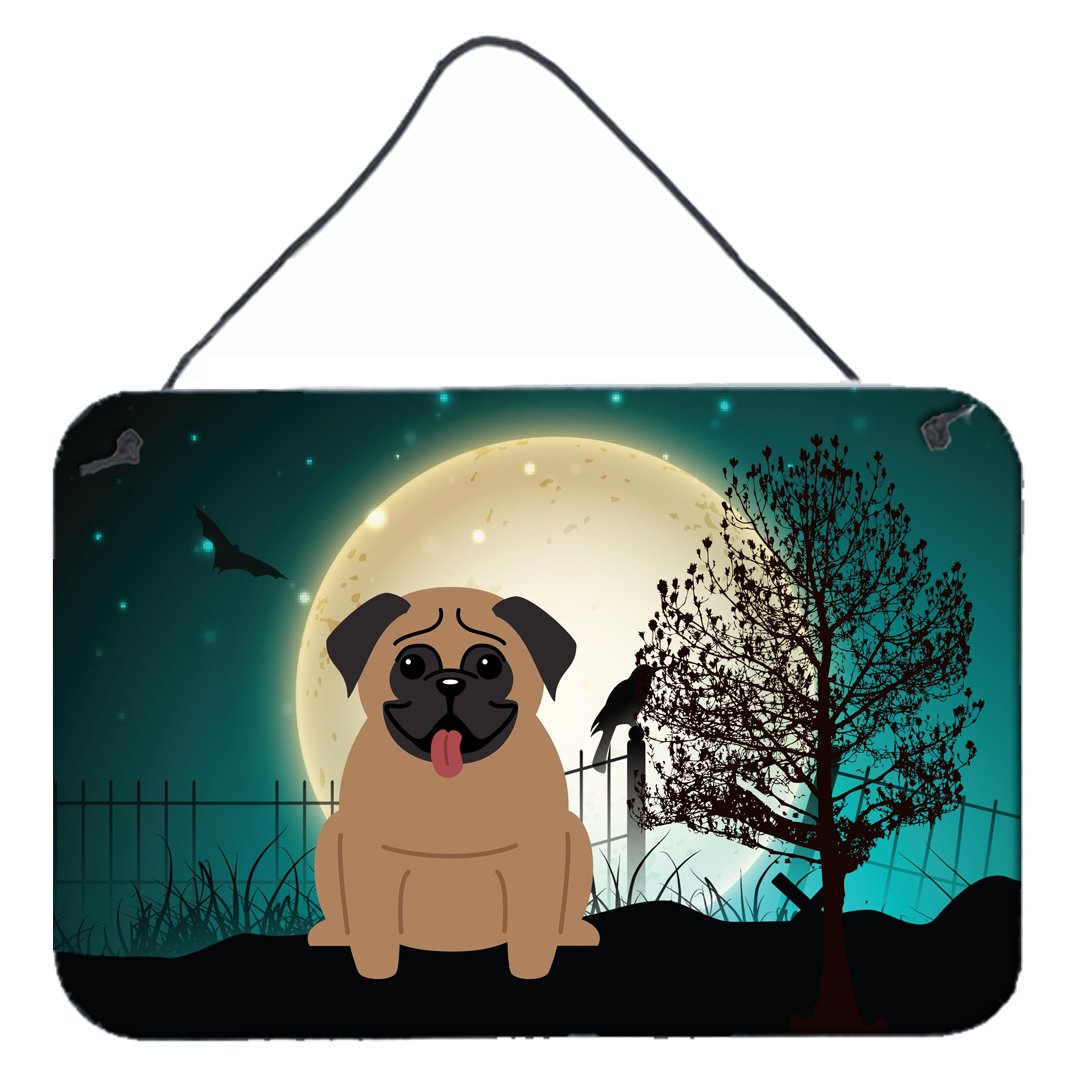 Halloween Scary Pug Brown Wall or Door Hanging Prints BB2195DS812 by Caroline's Treasures