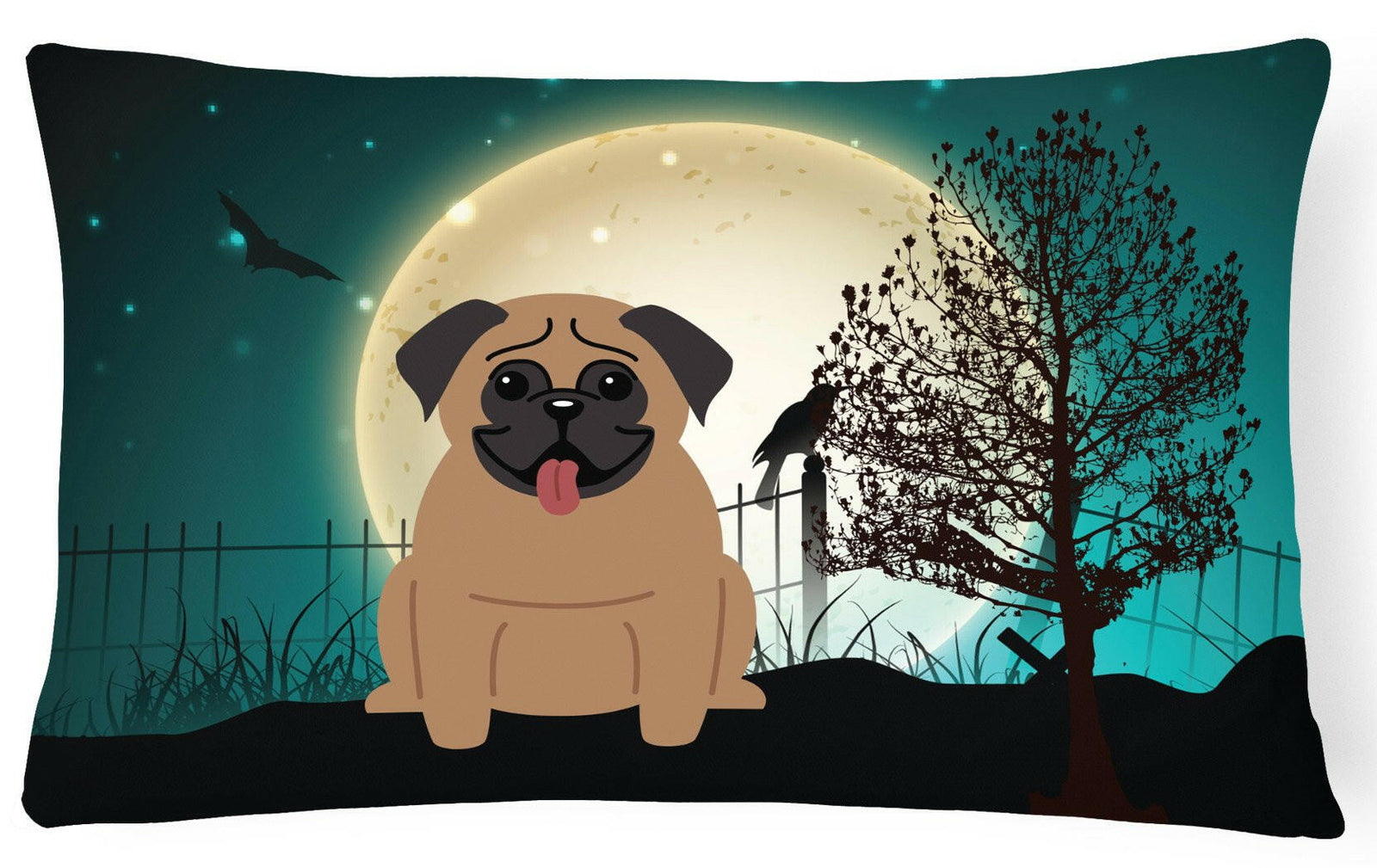 Halloween Scary Pug Brown Canvas Fabric Decorative Pillow BB2195PW1216 by Caroline's Treasures