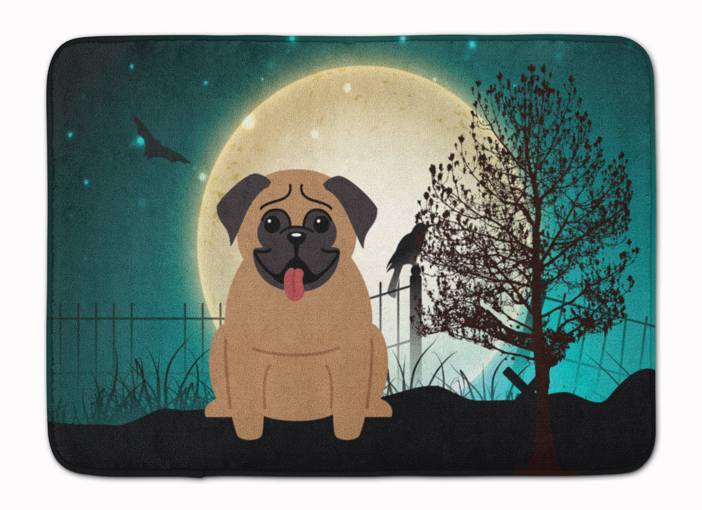 Halloween Scary Pug Brown Machine Washable Memory Foam Mat BB2195RUG - the-store.com